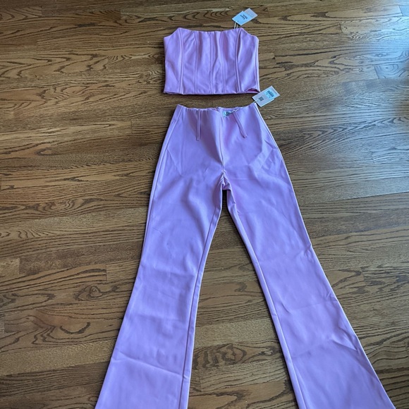 NWT Tiger Mist Pink Strapless faux leather corset top and pants - Picture 9 of 9
